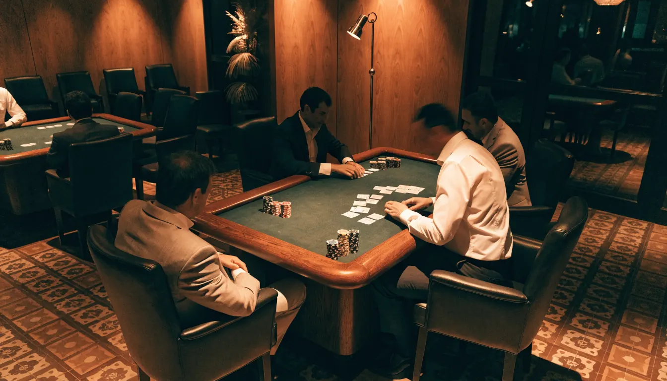 Foto realista de un casino español con mesa de blackjack en vivo